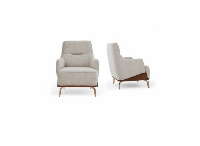 Fauteuil Oorfauteuil Stoffen fauteuil Stof Beige Zits Eenpersoons Woonkamer