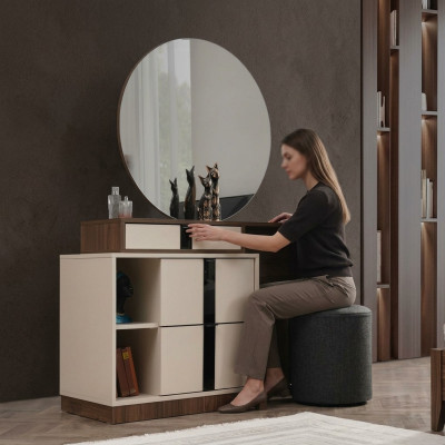 Make-up tafel Cosmetica tafel Kaptafel Kaptafel Beige Spiegel