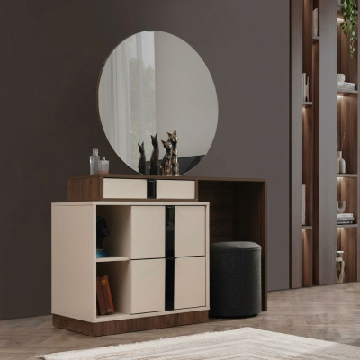 Make-up tafel Cosmetica tafel Kaptafel Kaptafel Beige Spiegel