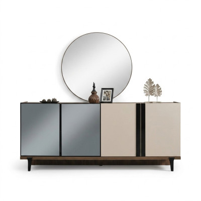 Dressoir, houten kast, ladekast, kast, bruin hout, eetkamer.