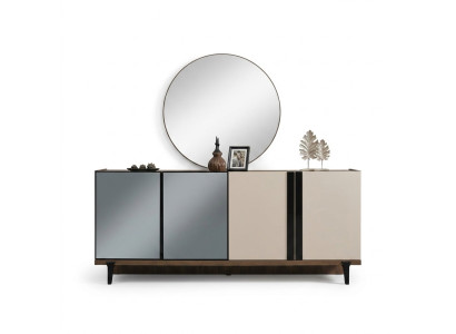 Dressoir, houten kast, ladekast, kast, bruin hout, eetkamer.