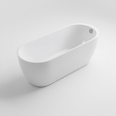 Witte acryl badkuip met vrijstaande badkuip voor moderne badkamer.