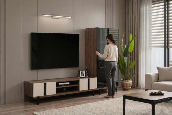 Designer woonkamer set, elegante tv-standaard, luxueus lowboard, 2-delig.