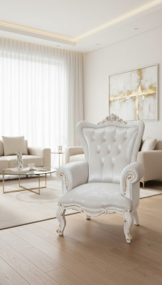 Fauteuil wit woonkamer textiel design Chesterfield Italiaanse stijl.
