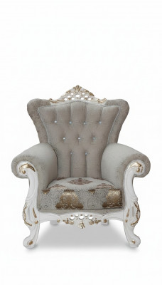 Prachtige fauteuil in klassieke stijl voor de woonkamer met glanzende patronen.
