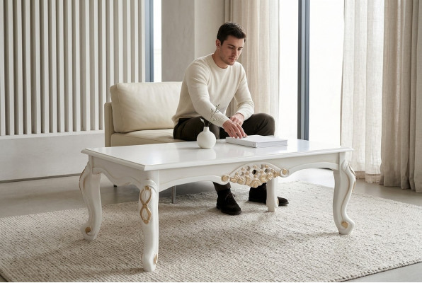 Salontafel Tafel Luxe Tafel Woonkamer Ontwerptafels Rechthoekig Wit