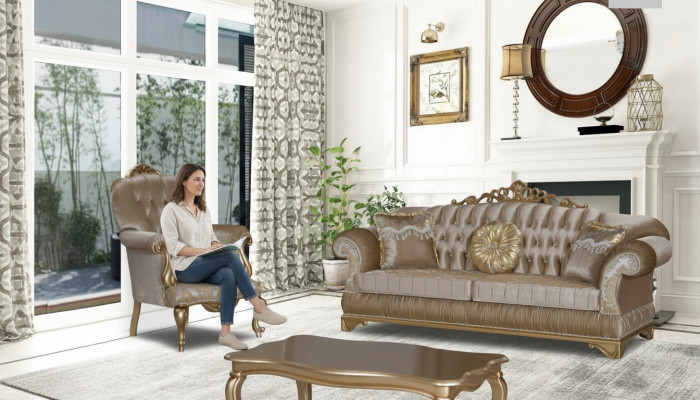 Ontwerp Chesterfield 3+1 zitbank Koffietafel Stoffen bank Fauteuil Bank Banken