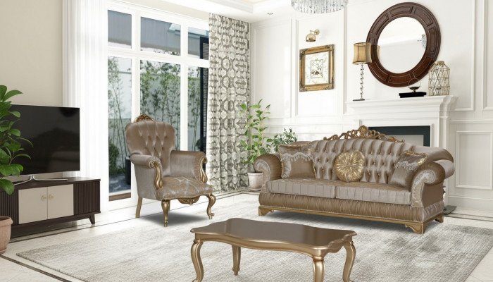 Ontwerp Chesterfield 3+1 zitbank Koffietafel Stoffen bank Fauteuil Bank Banken