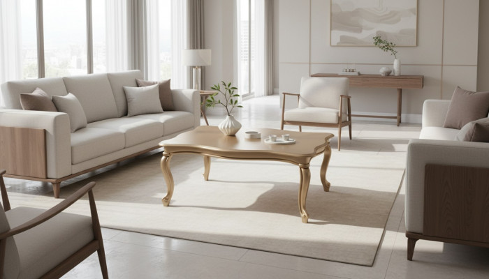 Gouden salontafel bijzettafel koffietafel luxe hout design modern