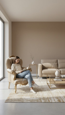 Klassieke fauteuil met beige decor en Chesterfield-ontwerp voor de woonkamer.