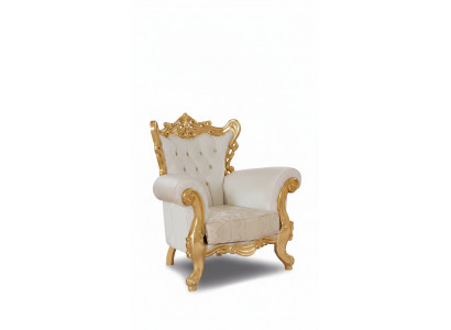 Chesterfield fauteuil wit bankstel 1 zits hout textiel bankstel bekleding nieuw