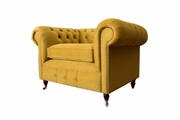Fauteuil ontwerp Relax Textiel Lounge Luxe Geel Bekleding Zits Chesterfield