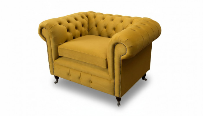 Fauteuil ontwerp Relax Textiel Lounge Luxe Geel Bekleding Zits Chesterfield