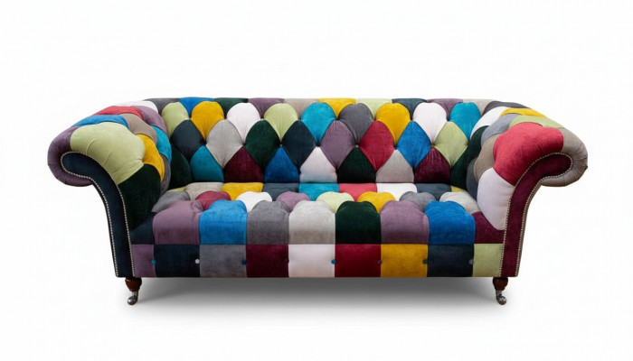 Chesterfield bank bekleding design veelkleurig zitplaats textiel bank woonkamer