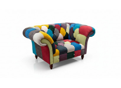 Fauteuil ontwerp Chesterfield loungemeubilair Meerkleurig bankstel Eenpersoons 130 cm Nieuw