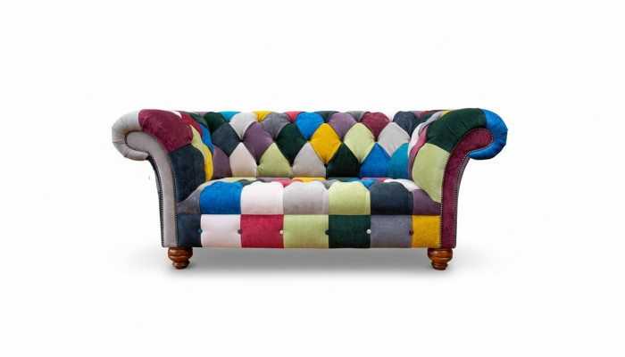 Bankstel 2-zits Chesterfield textiel bank bekleden design luxe veelkleurig