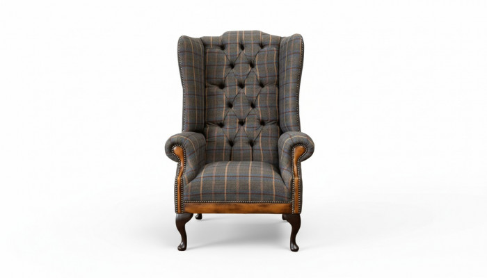 Chesterfield fauteuil bank bekleding 1-zits textiel oorfauteuil bekleding