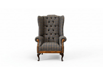 Chesterfield fauteuil bank bekleding 1-zits textiel oorfauteuil bekleding