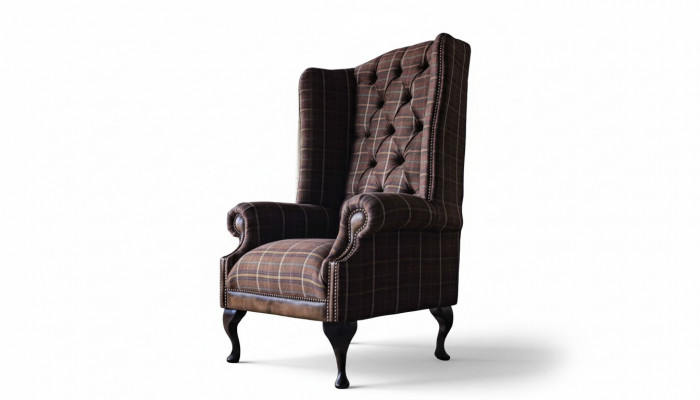 Chesterfield Design Bank Fauteuil Bankstel Bekleding Oorfauteuil 1-Zits Nieuw