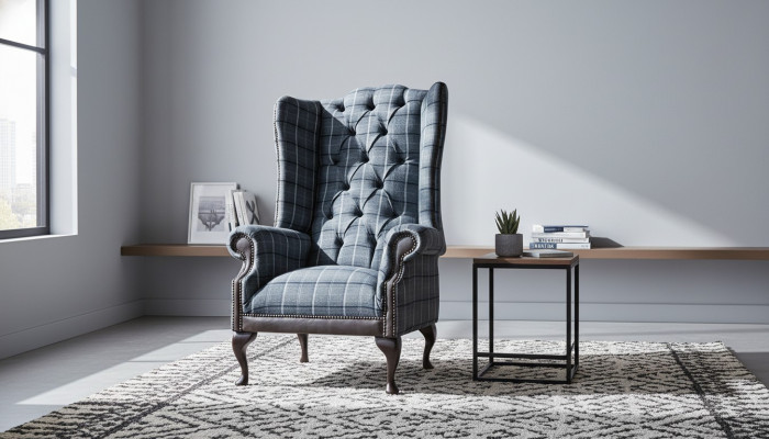 Ohrensessel Chesterfield fauteuil bank 1-zits bankstel textiel banken stof