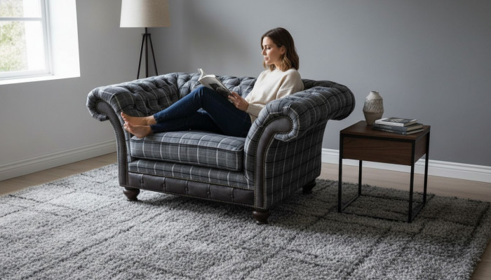Chesterfield fauteuil bank 1-zitsbank stof banken stoffering nieuw