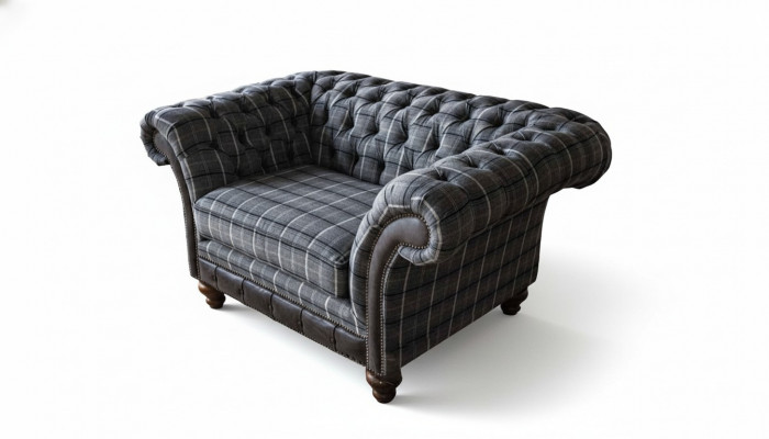 Chesterfield fauteuil bank 1-zitsbank stof banken stoffering nieuw