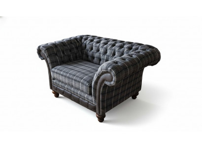 Chesterfield fauteuil bank 1-zitsbank stof banken stoffering nieuw