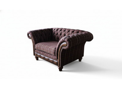 Chesterfield 1-zits bank gestoffeerde stoel textiel stof banken luxe bank