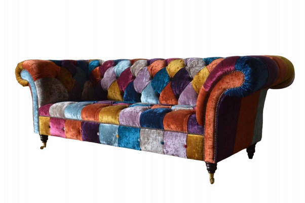 Chesterfield Stoffen Bank Gestoffeerde Bank Luxe Stof 3-Zits Design