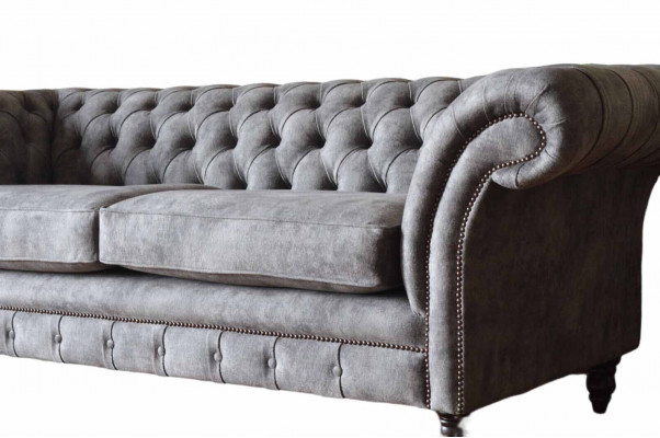 Ontwerp gestoffeerde bank 3-zitsbank Luxe Klassieke stoffen Chesterfield.