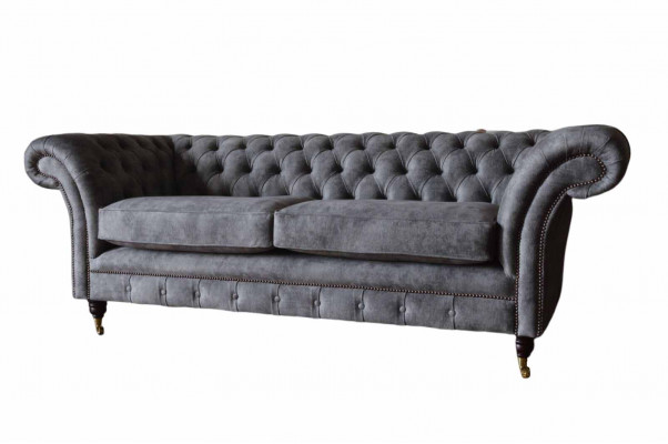 Ontwerp gestoffeerde bank 3-zitsbank Luxe Klassieke stoffen Chesterfield.