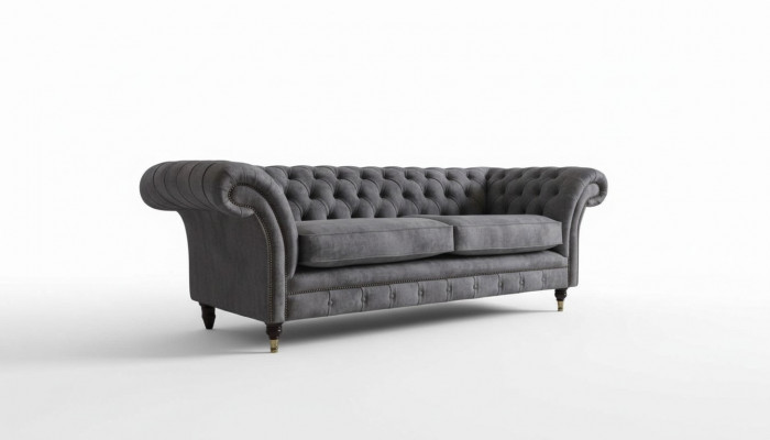 Ontwerp gestoffeerde bank 3-zitsbank Luxe Klassieke stoffen Chesterfield.