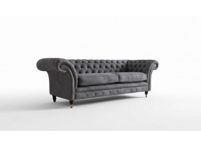Ontwerp gestoffeerde bank 3-zitsbank Luxe Klassieke stoffen Chesterfield.