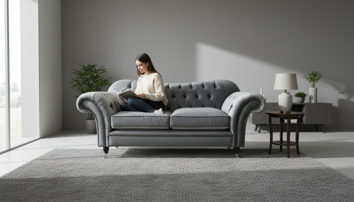 Chesterfield bank 2-zits gestoffeerde designer banken Banken Grijs Nieuw