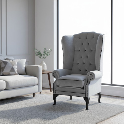 Ohrensessel Chesterfield 1-zits fauteuil Stoffen bekleding Bank Bank Nieuw