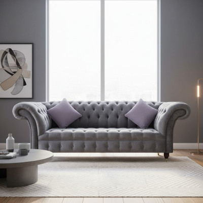 Bank 3-zits Chesterfield zitting textiel stof bank bank bekleding nieuw