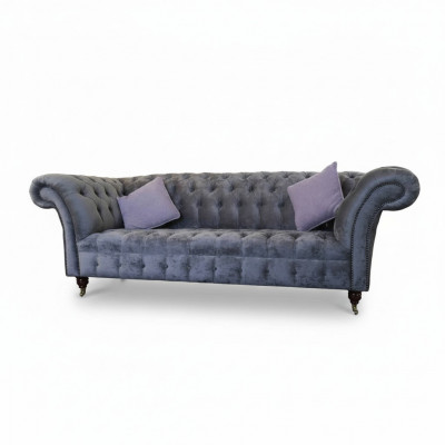 Bank 3-zits Chesterfield zitting textiel stof bank bank bekleding nieuw
