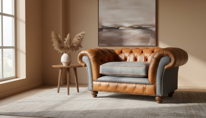 Chesterfield fauteuil ontwerp gestoffeerde bank bank banken 1-zitter textiel nieuw