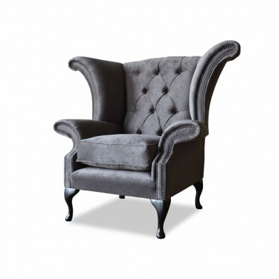 Fauteuil Chesterfield Oorfauteuil Polyester Ontwerp Grijs