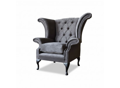Fauteuil Chesterfield Oorfauteuil Polyester Ontwerp Grijs