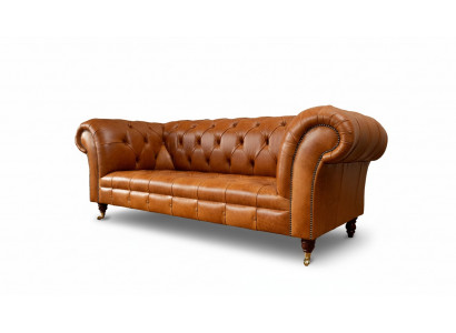 Cognac bank 3-zits gestoffeerde sofa's ontwerp luxe meubels lederen bankstellen driezits.