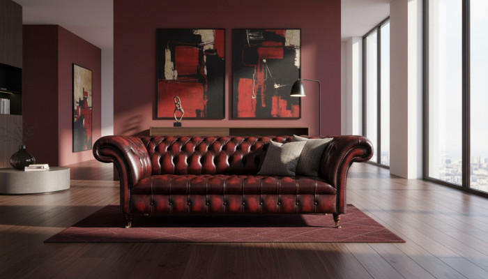 Chesterfield Leren Bank 3-Zits Bruin Designerbank Luxe Bekleding Nieuw