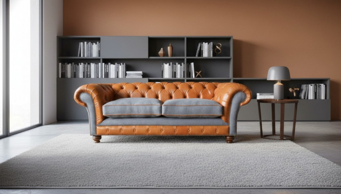Bank Luxe Leder Chesterfield Bank Bankstellen Bekleding 3-Zits Design Nieuw
