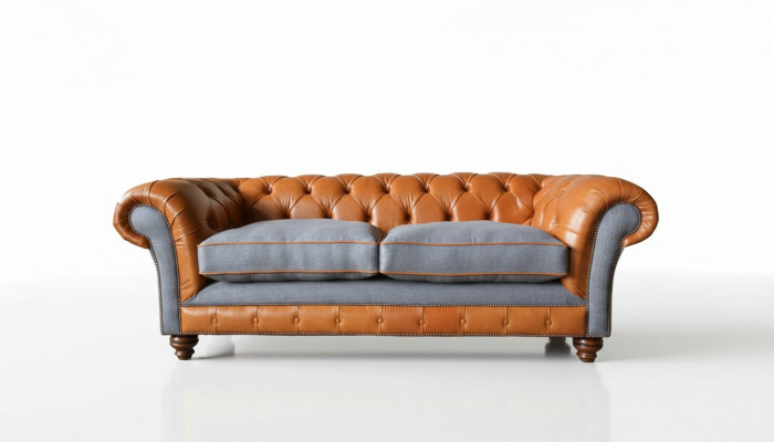 Bank Luxe Leder Chesterfield Bank Bankstellen Bekleding 3-Zits Design Nieuw
