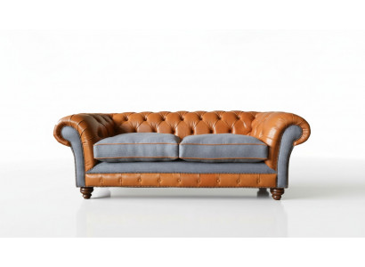 Bank Luxe Leder Chesterfield Bank Bankstellen Bekleding 3-Zits Design Nieuw