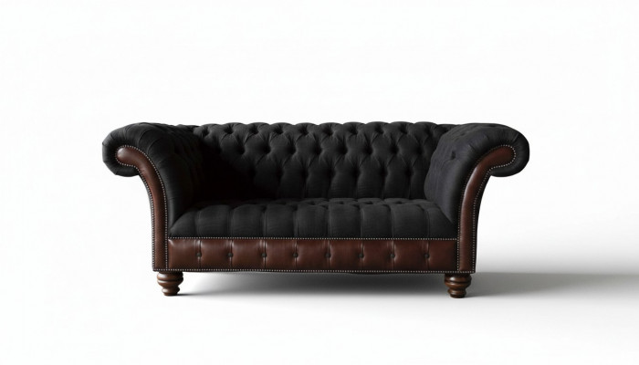 Sofa 2-zitsbank gestoffeerde bank stof Chesterfield bank grijs nieuw