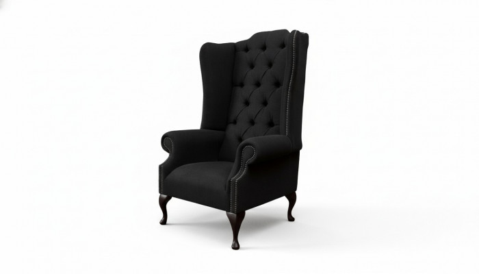 Ohrensessel Stoel Zitter Zwart Ontwerp Bekleding Chesterfield Textiel Nieuw