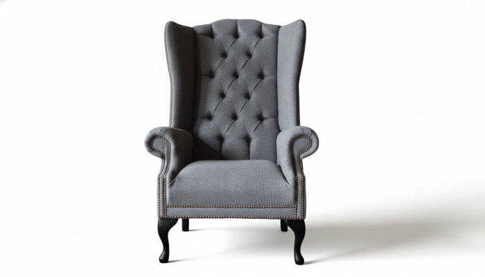 Ohrensessel Chesterfield Bank Bank Bekleding 1 Zitter Grijs Fauteuil Textiel