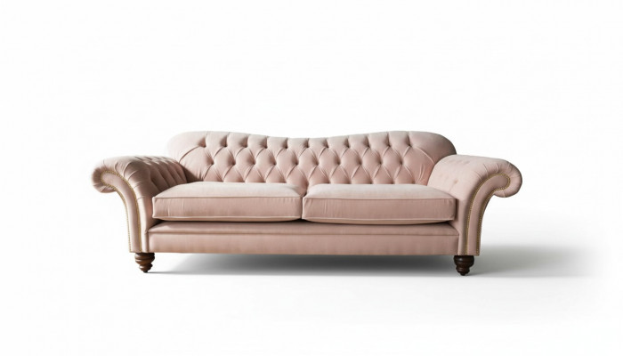 Bank 3-zitter Chesterfield bank Zit textiel stof Bankstellen roze bekleding