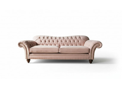 Bank 3-zitter Chesterfield bank Zit textiel stof Bankstellen roze bekleding